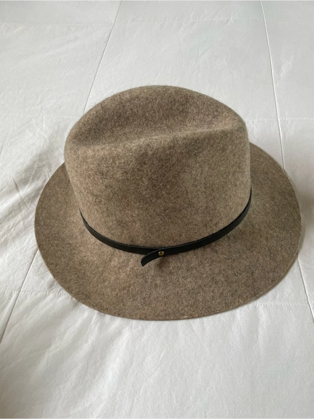 Banana Republic Oat Color Wool Felt Wide Brim Fedora Hat S/M Boho Panama Rancher